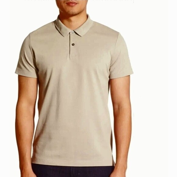 Paul Taylor Mushroom Khaki Tan Short Sleeve Polo Shirt Medium - Picture 1 of 8